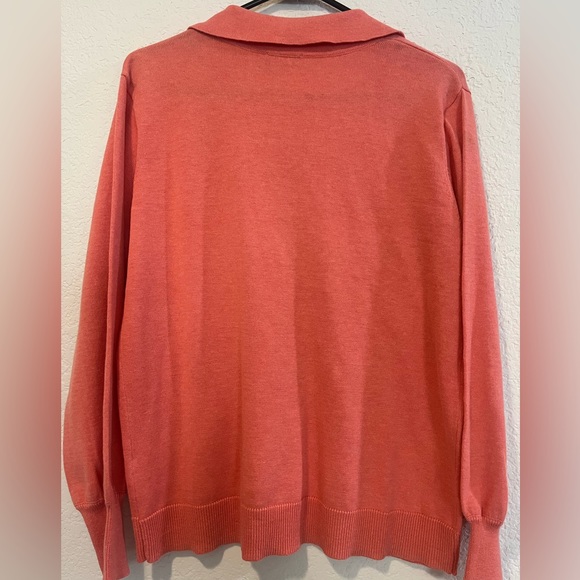 Vince Camuto - Ocean Coral Pullover Collared Lightweight Sweater - Picture 6 of 7
